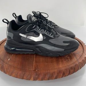 Nike Mens Air Max 270 React Black Gray Lace Up Running Shoes Size 13